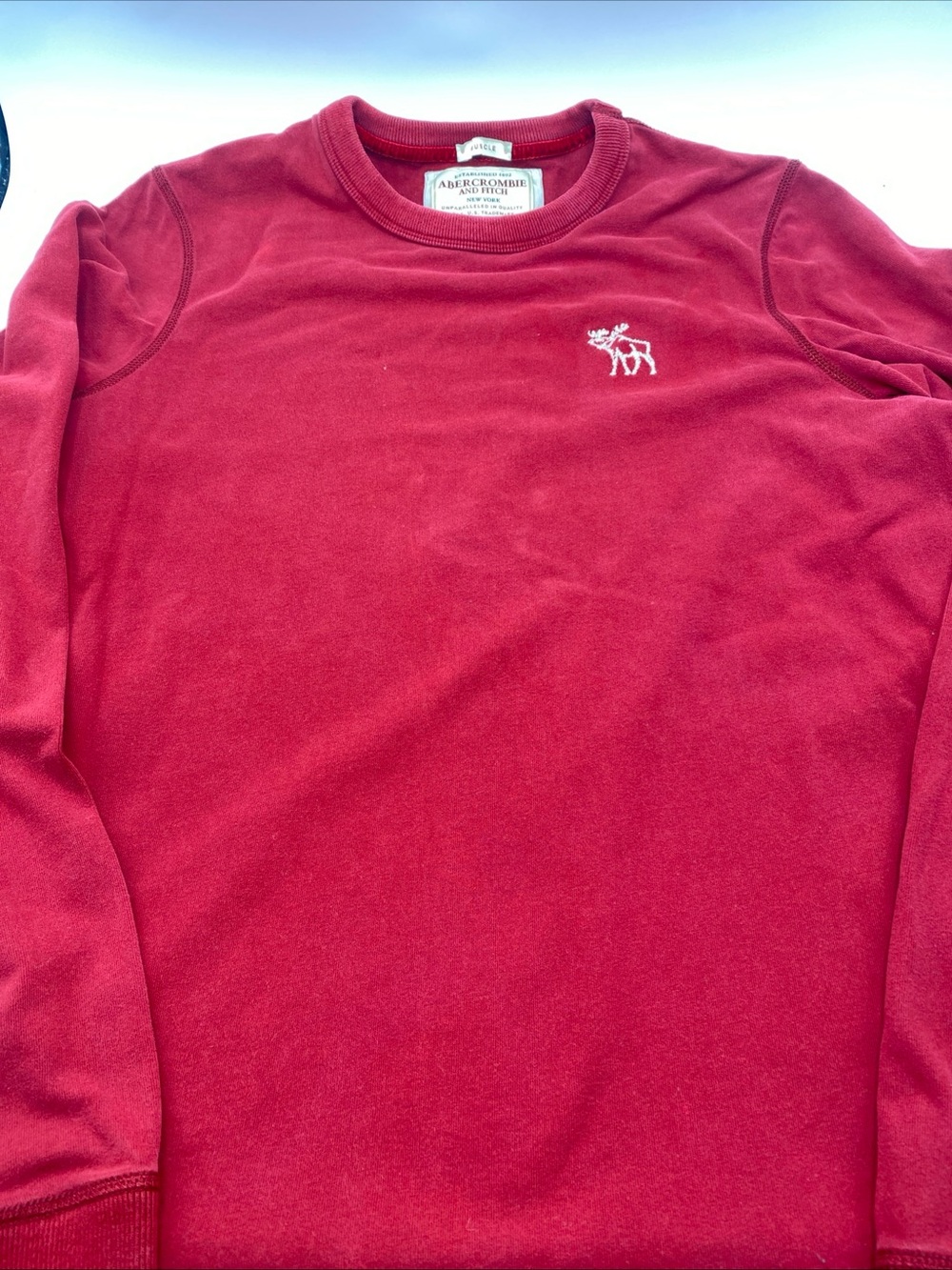 Vintage Y2K Abercrombie Fitch Muscle Shirt Mens Medium Maroon Long Sleeve Moose